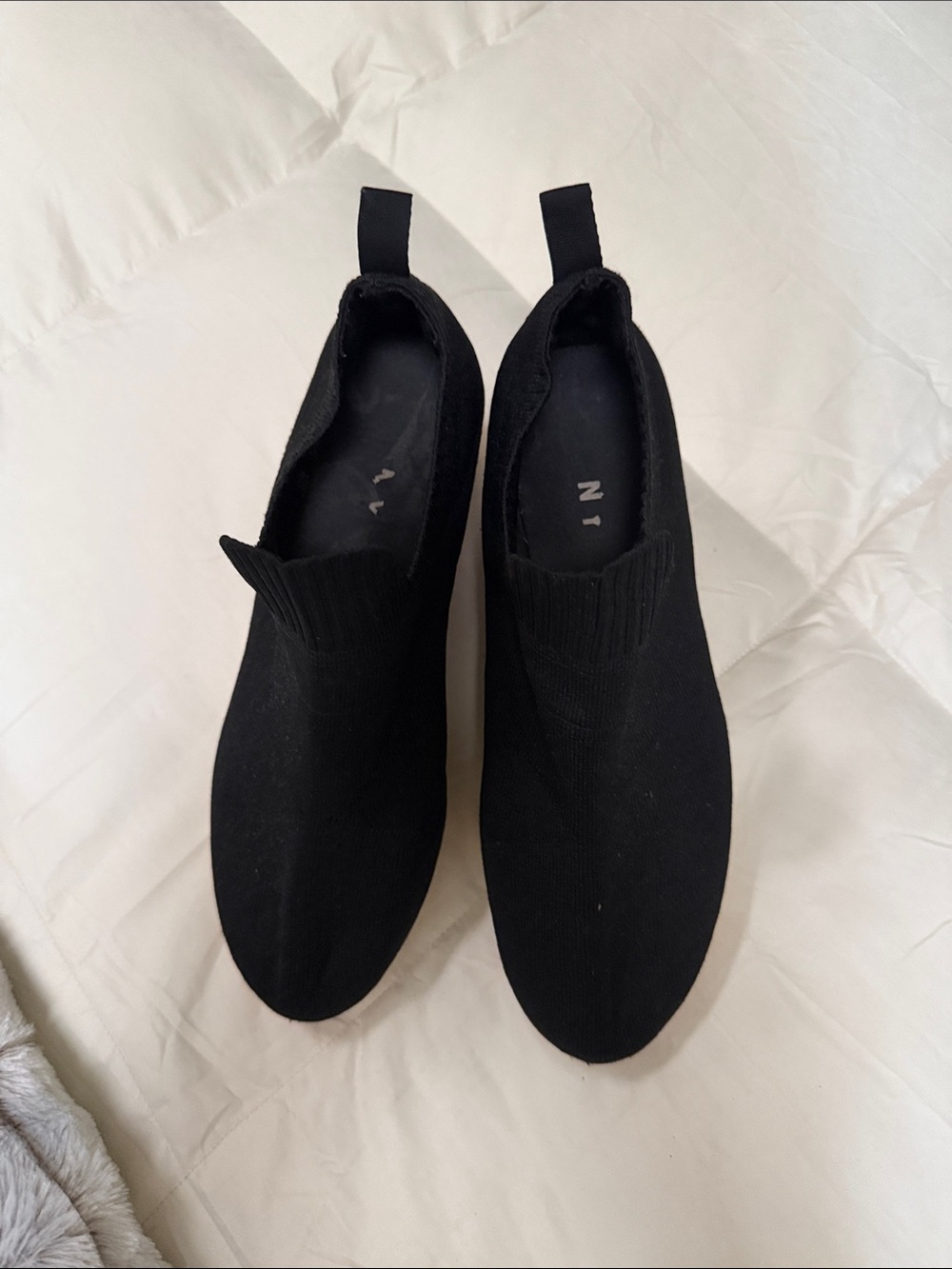 DKNY Black Knit Slip-On Sneakers - Minimal Sock Shoes